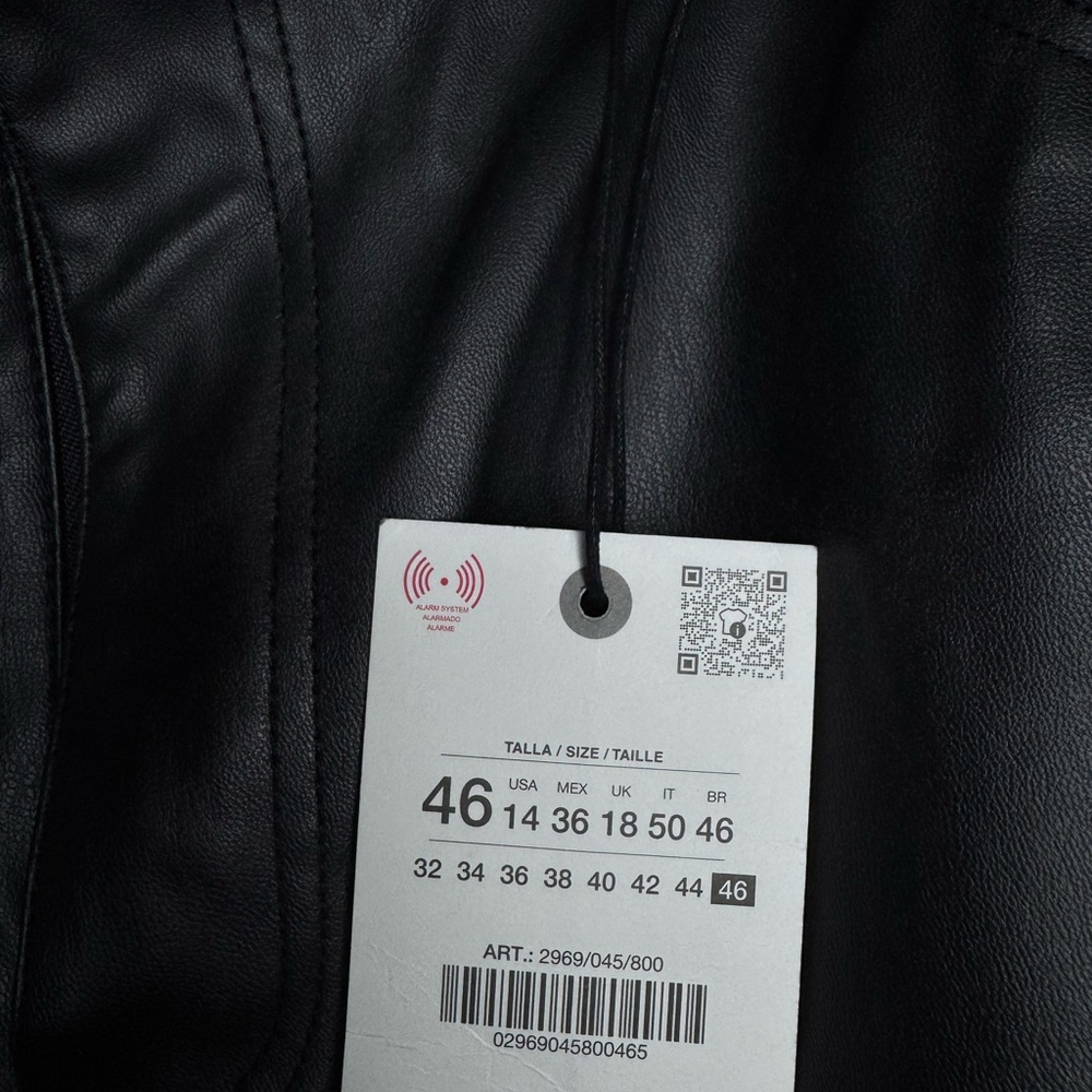 NWT Zara Woman ZW COLLECTION FAUX LEATHER HIGH WAISTED BOOTCUT Cropped Pants 14 - Picture 7 of 8